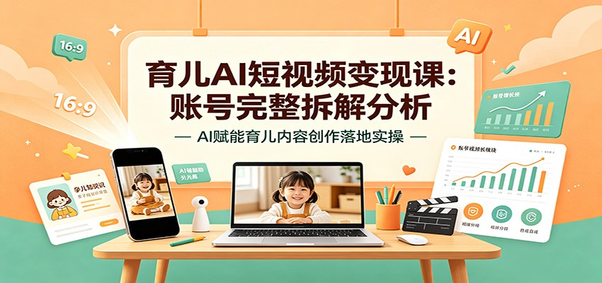 育儿AI短视频变现课：账号完整拆解分析，AI赋能育儿内容创作落地实操-搞钱利器