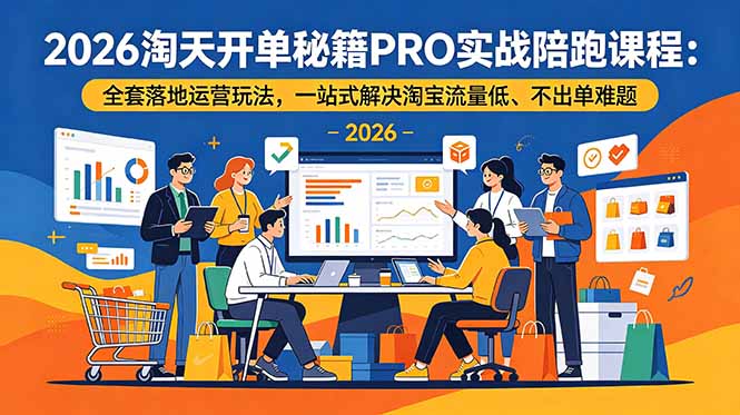 2026淘天开单秘籍PRO实战陪跑课程：全套落地运营玩法，一站式解决淘宝流量低、不出单难题-搞钱利器