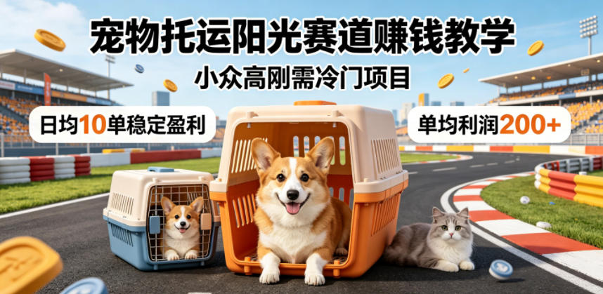 宠物托运阳光赛道賺钱教学，小众高刚需冷门项目，日均10单稳定盈利，单均利润200+-搞钱利器