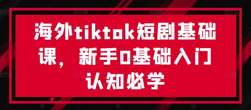 海外tiktok短剧基础课，新手0基础入门认知必学-搞钱利器
