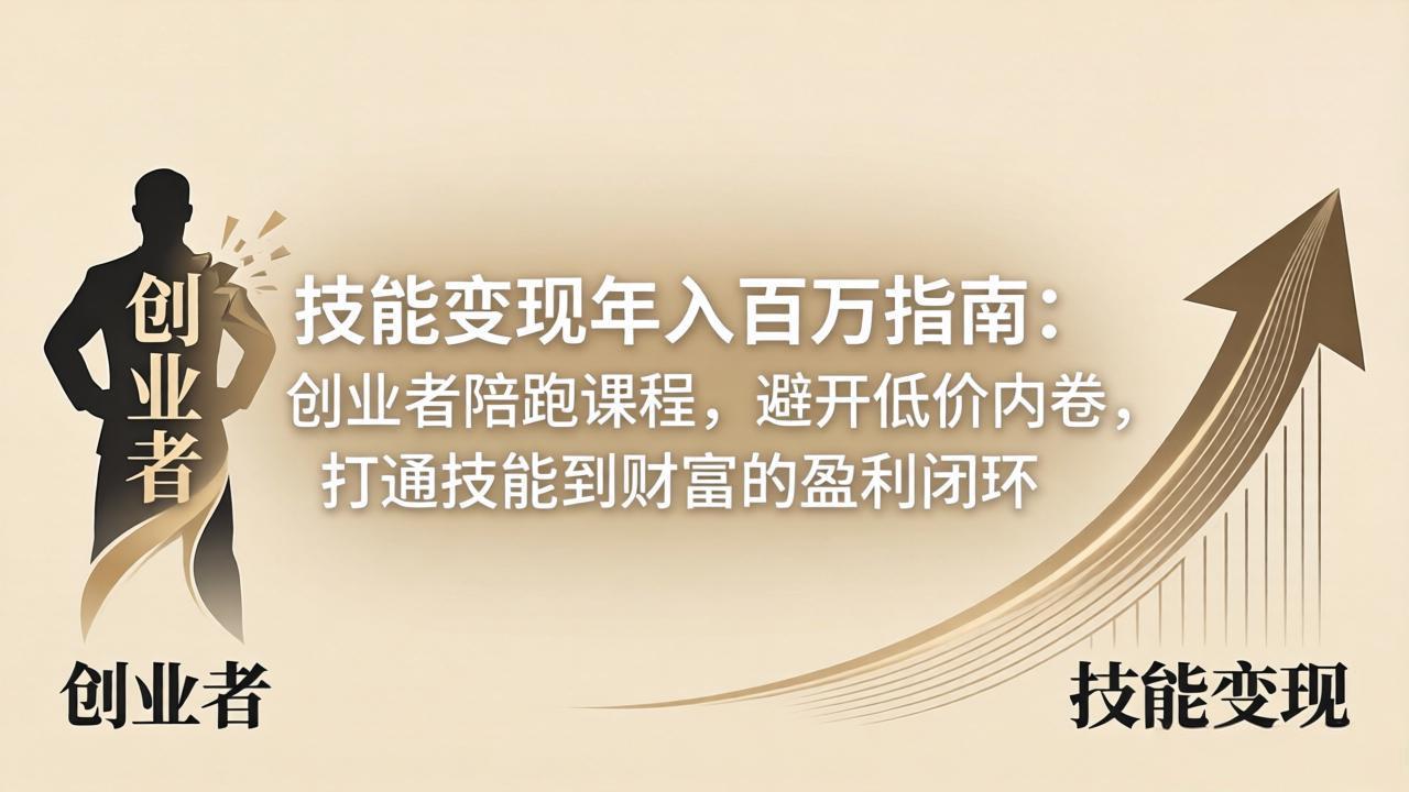技能变现年入百万指南：创业者陪跑课程，避开低价内卷，打通技能到财富的盈利闭环-搞钱利器