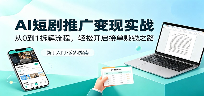 AI短剧推广变现实战：从0到1拆解流程，轻松开启接单赚钱之路-搞钱利器