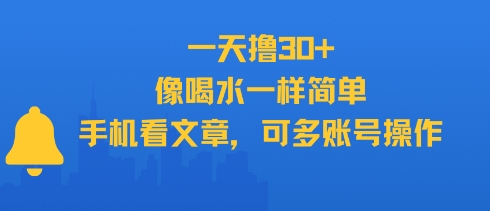 一天撸30+，像喝水一样简单，手机看文章，可多账号操作-搞钱利器