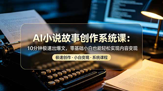 AI小说故事创作系统课：10分钟极速出爆文，零基础小白也能轻松实现内容变现-搞钱利器
