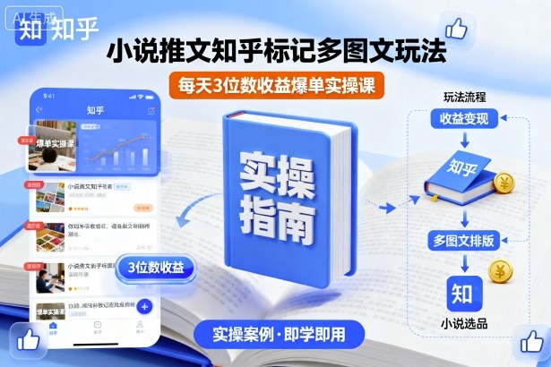 小说推文知乎标记多图文玩法，每天3位数收益爆单实操课-搞钱利器