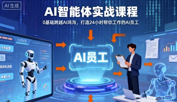 Ai智能体实战课程，0基础跨越Ai鸿沟，打造24小时帮你工作的Ai员工，打破常规，以实战定义Ai-搞钱利器