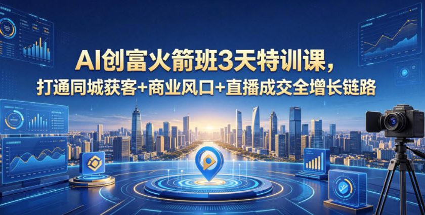 AI创富火箭班3天特训课，打通同城获客+商业风口+直播成交全增长链路，2026年4月新课-搞钱利器
