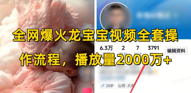 全网爆火龙宝宝视频全套操作流程，播放量2000万+-搞钱利器