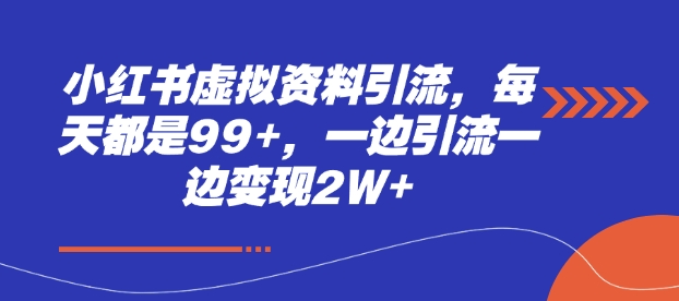 小红书虚拟资料引流，每天都是99+，一边引流一边变现2W+-搞钱利器