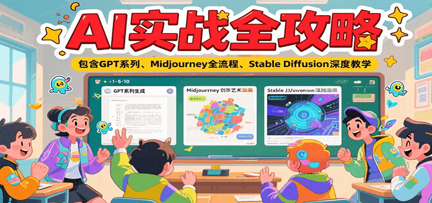 AI实战全攻略，包含GPT系列、Midjourney全流程、Stable Diffusion深度教学-搞钱利器