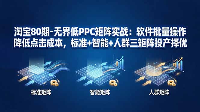 淘宝80期-无界低PPC矩阵实战：软件批量操作降低点击成本，标准+智能+人群三矩阵投产择优-搞钱利器