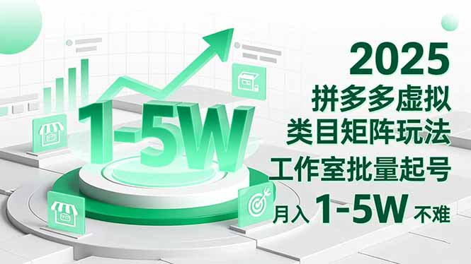 2025 拼多多虚拟类目矩阵玩法，工作室批量起号，月入 1-5W 不难-搞钱利器