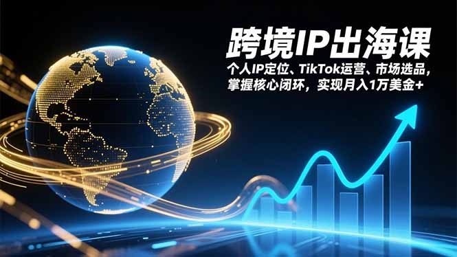 跨境IP出海课，个人IP定位、TikTok运营、市场选品，掌握核心闭环，实现月入1万美金+-搞钱利器