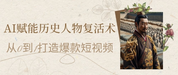 AI赋能历史人物复活术：从0到1打造爆款短视频，7天涨粉10W，小白也能月入过1W-搞钱利器