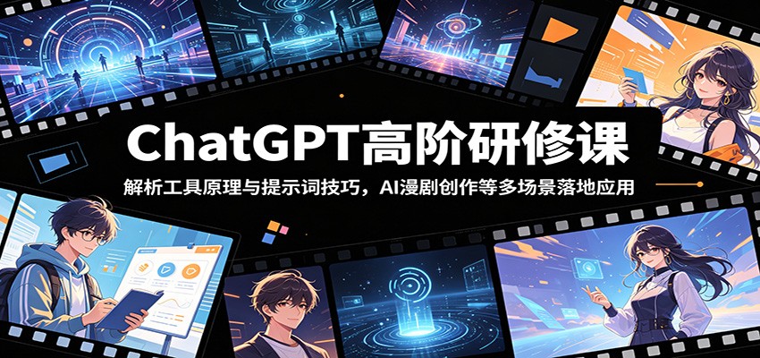 ChatGPT高阶研修课：解析工具原理与提示词技巧，AI漫剧创作等多场景落地应用-搞钱利器