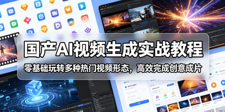 国产AI视频生成实战教程，零基础玩转多种热门视频形态，高效完成创意成片-搞钱利器
