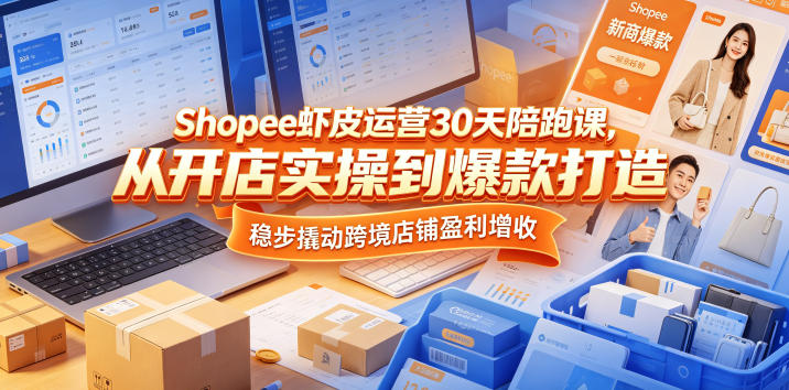 Shopee虾皮运营30天陪跑课,从开店实操到爆款打造,稳步撬动跨境店铺盈利增收-搞钱利器