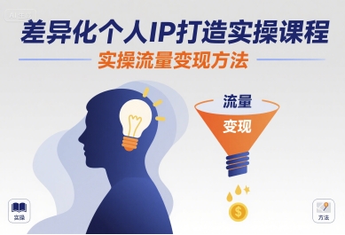 差异化个人IP打造实操课程，实操流量变现方法-搞钱利器