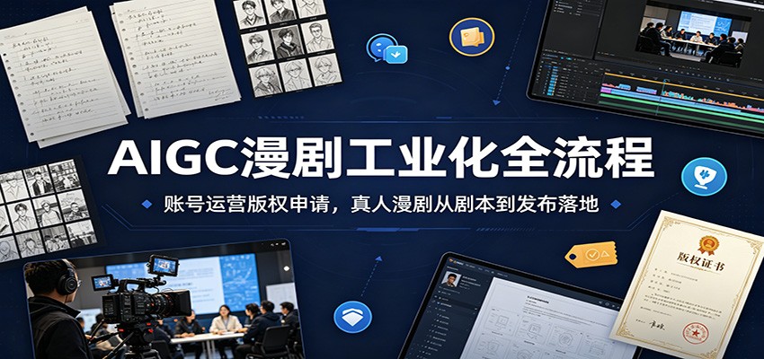 AIGC漫剧工业化全流程：账号运营版权申请，真人漫剧从剧本到发布落地-搞钱利器
