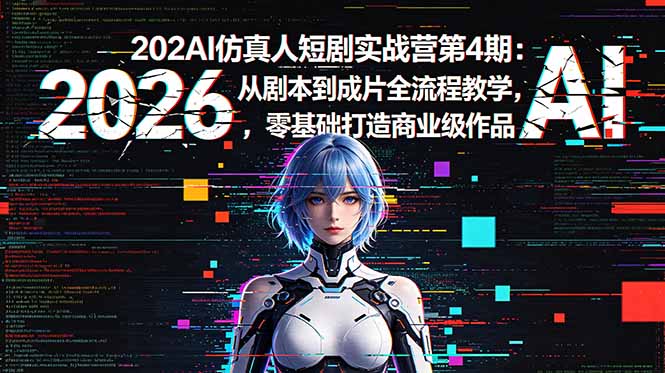 2026AI仿真人短剧实战营第4期：从剧本到成片全流程教学，零基础打造商业级作品-搞钱利器
