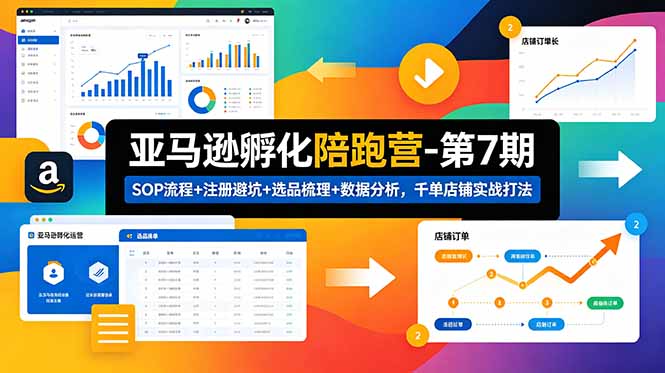 亚马逊孵化陪跑营-第7期：SOP流程+注册避坑+选品梳理+数据分析，千单店铺实战打法-搞钱利器