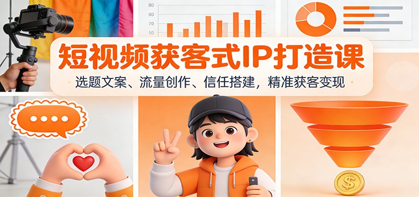 短视频获客式IP打造课：选题文案、流量创作、信任搭建，精准获客变现-搞钱利器