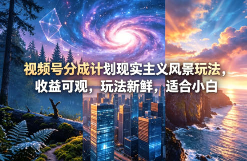 视频号分成计划现实主义风景玩法，收益可观，玩法新鲜，适合小白-搞钱利器