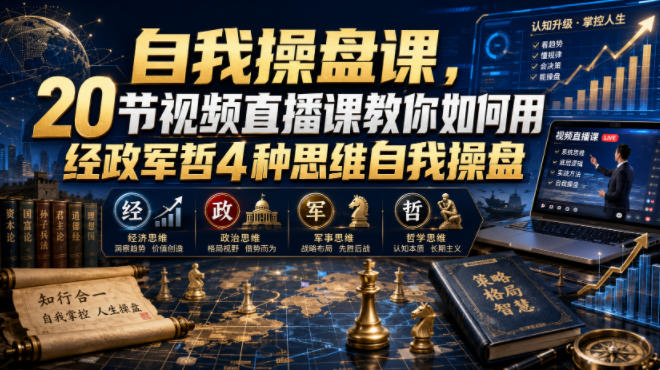 自我操盘课,20节视频直播课教你如何用经政军哲4种思维自我操盘-搞钱利器