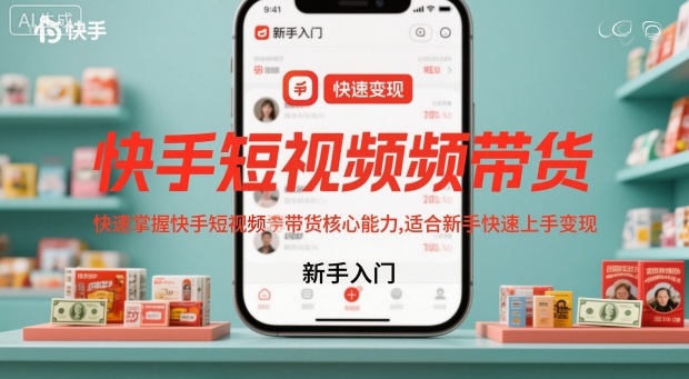 快手短视频带货,快速掌握快手短视频带货核心能力,适合新手快速上手变现-搞钱利器