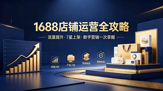 1688店铺没流量？产品上架不到7星？数字营销不会投？全套运营技能一次学(更新6月-搞钱利器