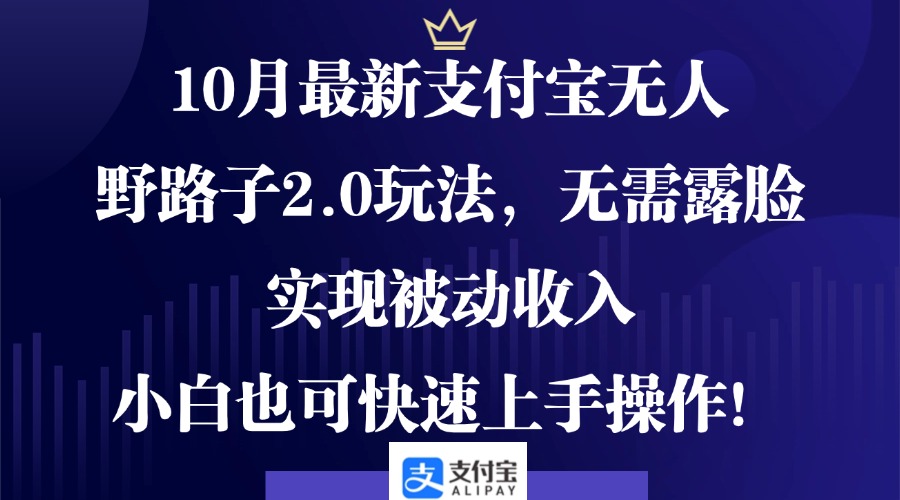 10月最新支付宝无人野路子2.0玩法，无需露脸，实现被动收入，小白也可…-搞钱利器