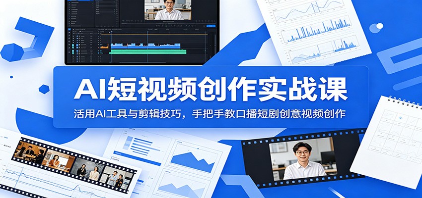 AI短视频创作实战课：活用AI工具与剪辑技巧，手把手教口播短剧创意视频创作-搞钱利器