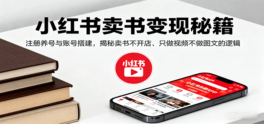 小红书卖书变现秘籍，注册养号与账号搭建，揭秘卖书不开店、只做视频不做图文的逻辑-搞钱利器