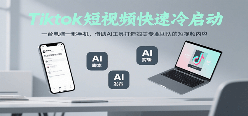 Tiktok短视频快速冷启动，一台电脑一部手机，借助AI工具打造媲美专业团队的短视频内容-搞钱利器
