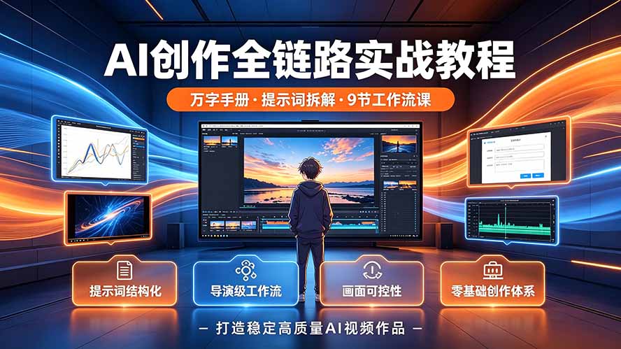 AI创作全链路实战教程｜万字手册·提示词拆解·9节工作流课，打造稳定高质量AI视频作品-搞钱利器