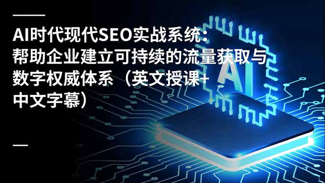 AI时代现代SEO实战系统：帮助企业建立可持续的流量获取与数字权威体系(英文授课+中文字幕-搞钱利器