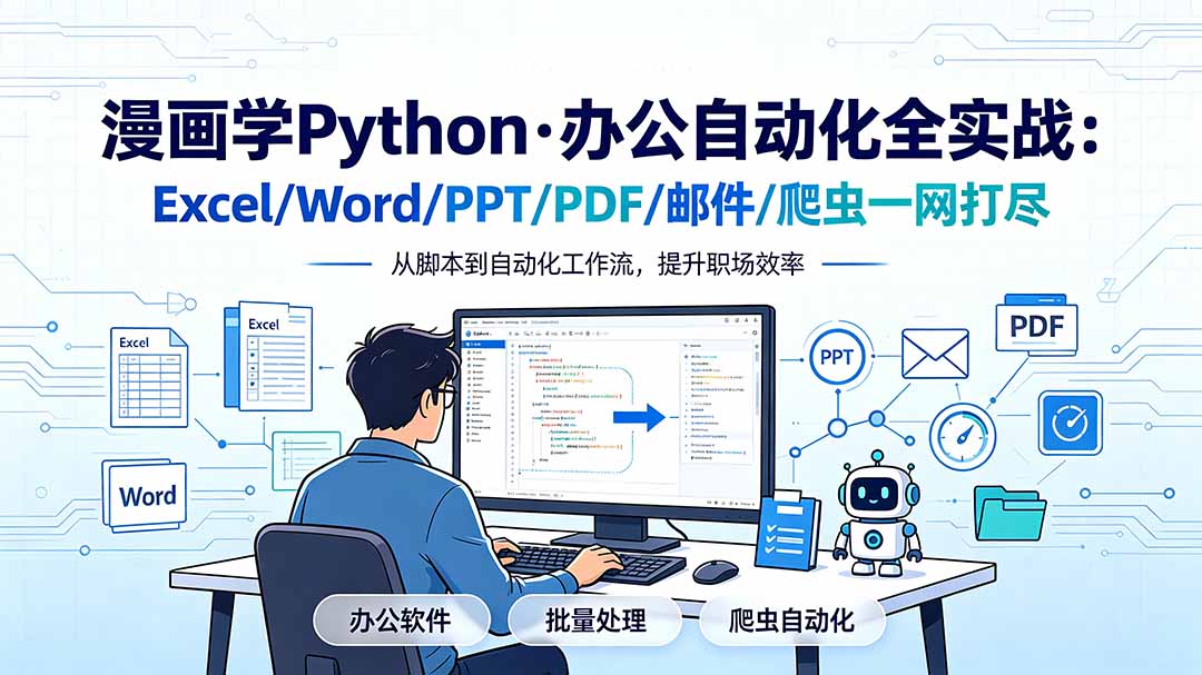 漫画学Python·办公自动化全实战：Excel/Word/PPT/PDF/邮件/爬虫一网打尽-搞钱利器