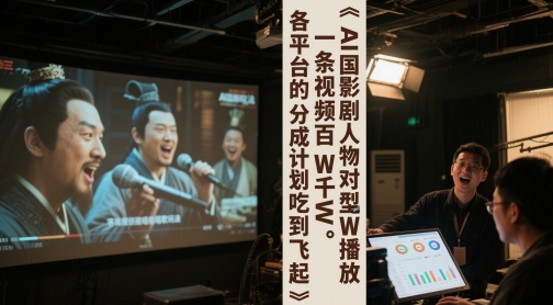 AI三国影视剧人物对口型唱歌玩法，一条视频百W千W播放，各平台的分成计划吃到飞起-搞钱利器
