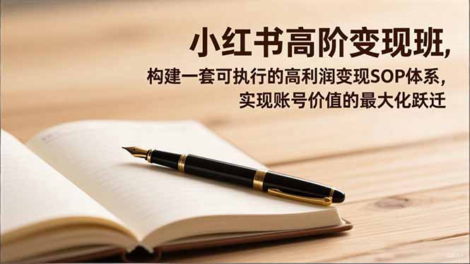 小红书高阶变现班，构建一套可执行的高利润变现SOP体系，实现账号价值的最大化跃迁-搞钱利器