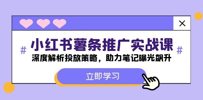 小红书-薯条推广实战课：深度解析投放策略，助力笔记曝光飙升-搞钱利器