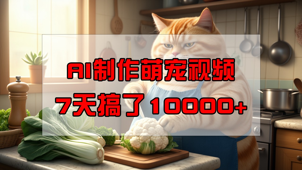 靠AI制作萌宠视频，7天搞了1万+，操作简单门槛低，有手机就行-搞钱利器