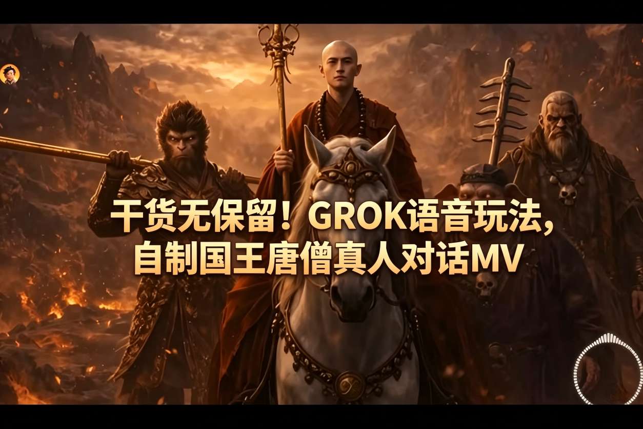 干货无保留！GROK语音玩法，自制国王唐僧真人对话MV-搞钱利器