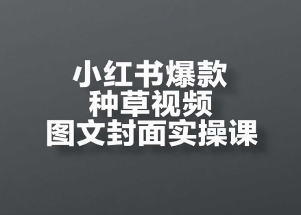 小红书爆款种草视频图文封面实操课，​开店、选品、引流、变现全流程-搞钱利器