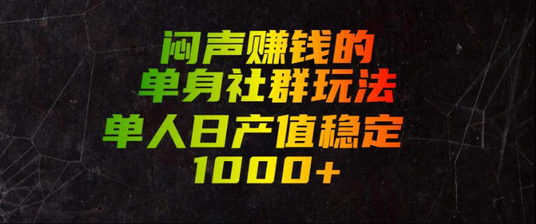 闷声賺钱的单身社群玩法，单人日产值稳定1000+【揭秘】-搞钱利器