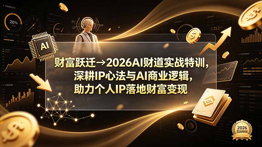 财富跃迁→2026AI财道实战特训，深耕IP心法与AI商业逻辑，助力个人IP落地财富变现-搞钱利器