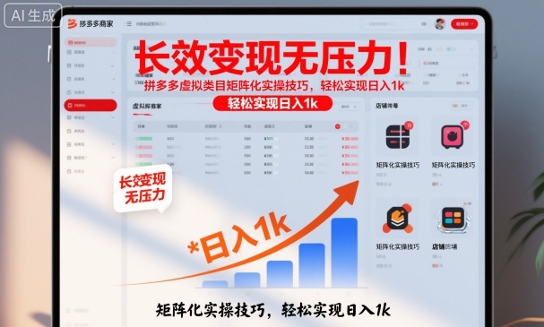长效变现无压力！拼多多虚拟类目矩阵化实操技巧，轻松实现日入1k【揭秘】-搞钱利器