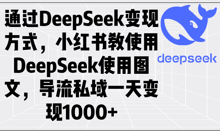 通过DeepSeek变现方式，小红书教使用DeepSeek图文，导流私域一天变现1000+-搞钱利器