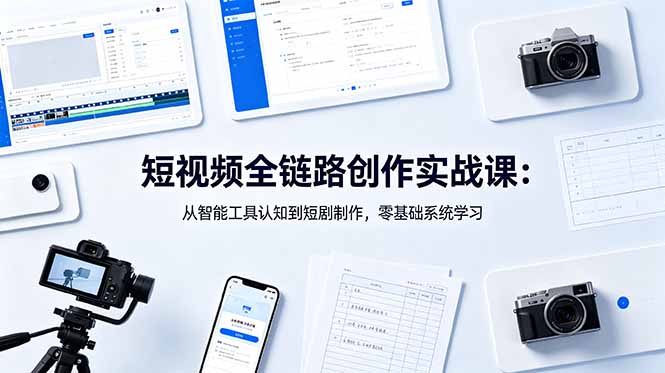 短视频全链路创作实战课：从智能工具认知到短剧制作，零基础系统学习-搞钱利器