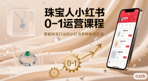 珠宝人小红书0-1运营课程，掌握珠宝行业的小红书多种账号玩法-搞钱利器