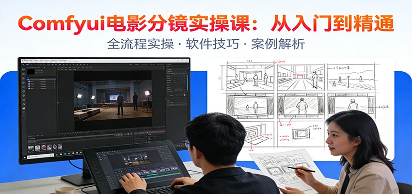 ComfyUI电影分镜实操课:分镜一致性,全流程AI视频制作,零基础也能做专业分镜-搞钱利器